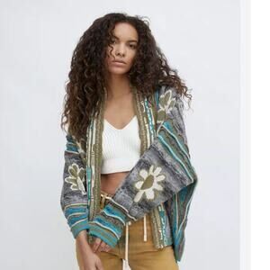 Kimchi Blue Urban Outfitters All Smiles Patchwork Cardigan Sweater Small NWT